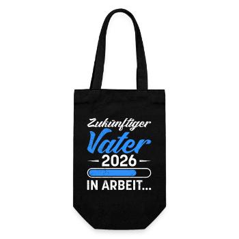 Werdender Vater ZUKÜNFTIGER VATER IN ARBEIT 2026 - Geschenkbeutel für Flaschen - Schwarz - Vorne