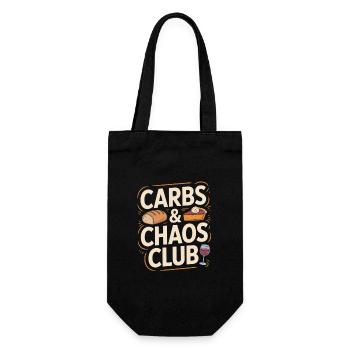 Carbs And Chaos Club Brot Kuchen Wein - Geschenkbeutel für Flaschen - Schwarz - Vorne