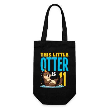 This Otter Is 11 - Cute Birthday Motif - Gift Bag for Bottles - black - Front