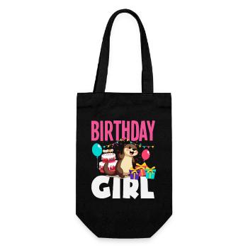 This Otter is 2 - Cute Birthday Motif - Gift Bag for Bottles - black - Front