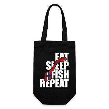 Norway Fishing Eat, Sleep, Fish, Repeat - Angler - Geschenkbeutel für Flaschen - Schwarz - Vorne