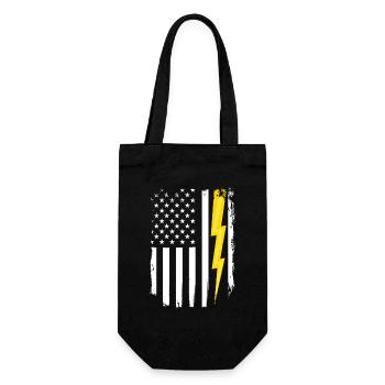 US-Flagge Flash Patriotischer Elektroingenieur - Geschenkbeutel für Flaschen - Schwarz - Vorne