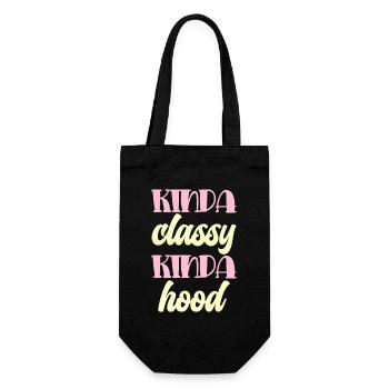 Kinda classy kinda hood Typography - Gift Bag for Bottles - black - Front