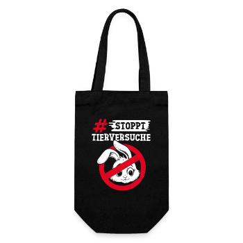 Animal protection STOP ANIMAL TESTING AGAINST TESTING - Gift Bag for Bottles - black - Front