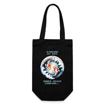 Staring at Koi: Peace Invites | Zen, Garden Pond - Gift Bag for Bottles - black - Front