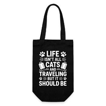Reisen Spruch Katze Lustige Urlaub Reisen Geschenk - Geschenkbeutel für Flaschen - Schwarz - Vorne