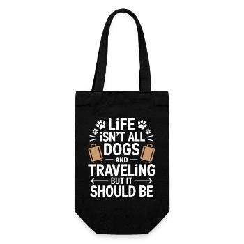 Reisen Spruch Hund Lustiges Urlaub Reisen Geschenk - Geschenkbeutel für Flaschen - Schwarz - Vorne