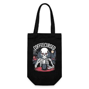 Coffee Cursed Skeleton Brewing Spooky Halloween - Gift Bag for Bottles - black - Front