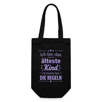 Lustiger Spruch mittleres Kind Familie - Geschenkbeutel für Flaschen - Schwarz - Vorne
