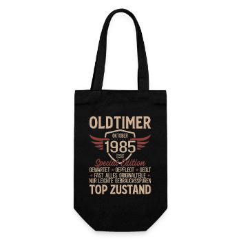 40. Geburtstag Geschenk Oldtimer Oktober 1985 - Geschenkbeutel für Flaschen - Schwarz - Vorne