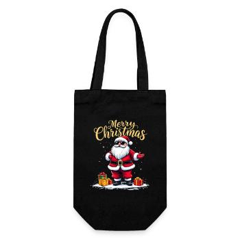 Merry Christmas Weihnachtsmann Mit Geschenken - Geschenkbeutel für Flaschen - Schwarz - Vorne