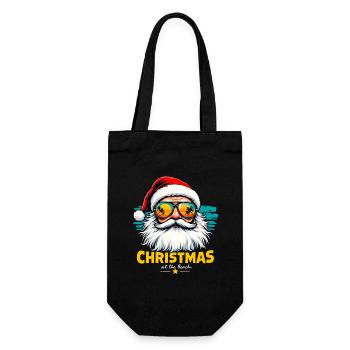 Weihnachten Am Strand Christmas At The Beach - Geschenkbeutel für Flaschen - Schwarz - Vorne