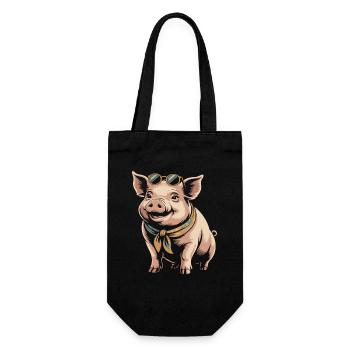 Sonnenbrillen Schwein mit Bandana - Geschenkbeutel für Flaschen - Schwarz - Vorne