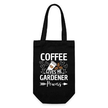 Kaffee verleiht Gärtnern Kräfte - Geschenkbeutel für Flaschen - Schwarz - Vorne