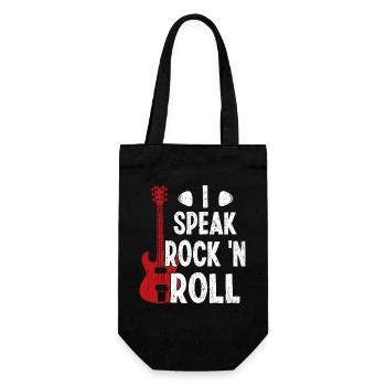 I Speak Rock 'n Roll Music Guitar Rock Band - Geschenkbeutel für Flaschen - Schwarz - Vorne