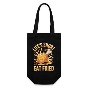 Fried Chicken Foodie: Life's Short Eat Fried - Geschenkbeutel für Flaschen - Schwarz - Vorne
