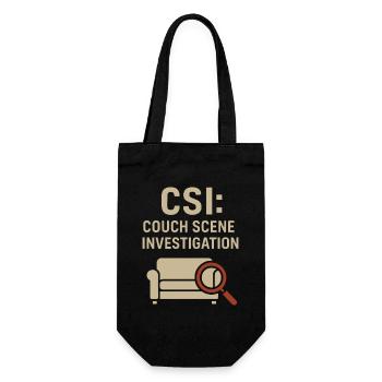 Couch Scene Investigation – Lustiges True Crime - Geschenkbeutel für Flaschen - Schwarz - Vorne