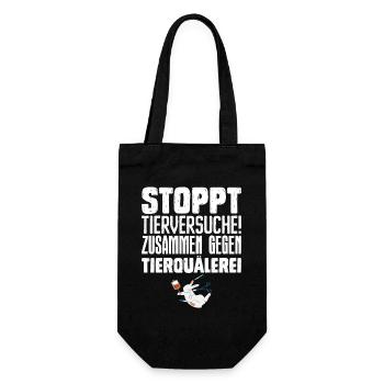 Animal protection STOP ANIMAL TESTING TOGETHER AGAINST - Gift Bag for Bottles - black - Front