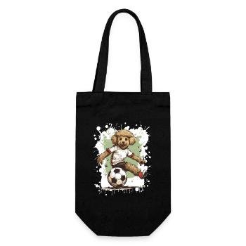 Pudel Hund Fussball Team - Geschenkbeutel für Flaschen - Schwarz - Vorne