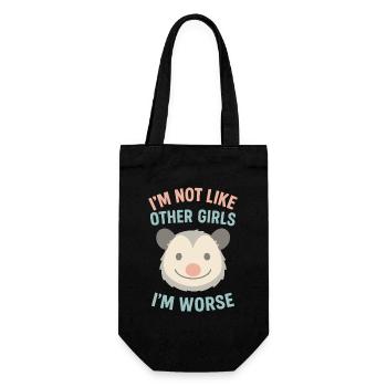 Ich bin nicht wie andere Mädchen, ich bin schlimmer Opossum-Humor - Geschenkbeutel für Flaschen - Schwarz - Vorne