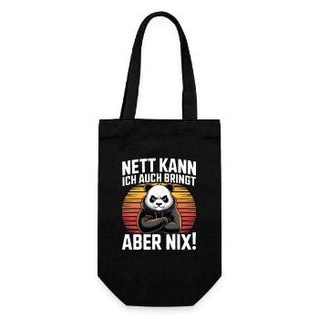 Nett Kann Ich Auch Bringt Aber Nix Lustiger Panda - Geschenkbeutel für Flaschen - Schwarz - Vorne