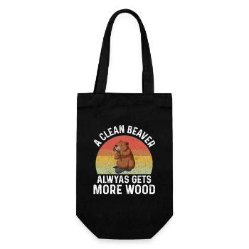 Beaver with Wood Humor Retro Print - Gift Bag for Bottles - black - Front