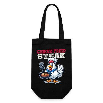 Fried Chicken Steak Cartoon - Gift Bag for Bottles - black - Front