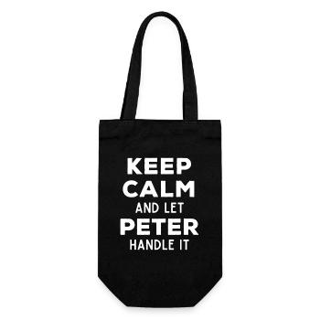 Keep Calm Let Peter sort it out Funny saying - Gift Bag for Bottles - black - Front