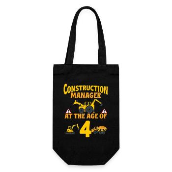 Construction Party 4th Birthday 4 Years Old truck - Geschenkbeutel für Flaschen - Schwarz - Vorne