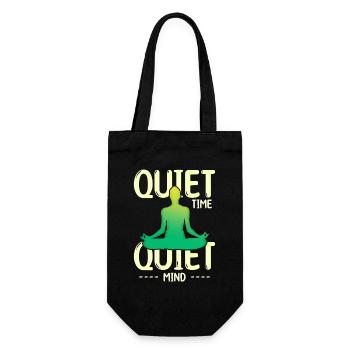 Stillezeit Meditation Silhouette Grün Gelb - Geschenkbeutel für Flaschen - Schwarz - Vorne
