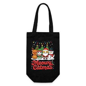 Xmas Holiday Christmas Meowy Catmas Cat - Gift Bag for Bottles - black - Front