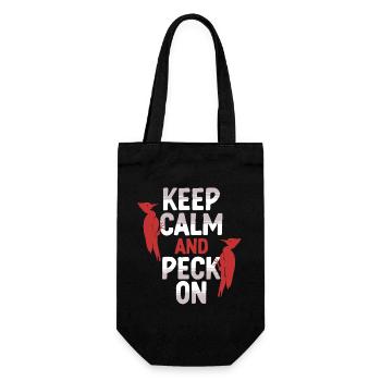 Elfenbein Specht Keep Calm And Peck On - Geschenkbeutel für Flaschen - Schwarz - Vorne