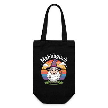 Mähhhgisch Schaf Zauberer Regenbogen - Geschenkbeutel für Flaschen - Schwarz - Vorne