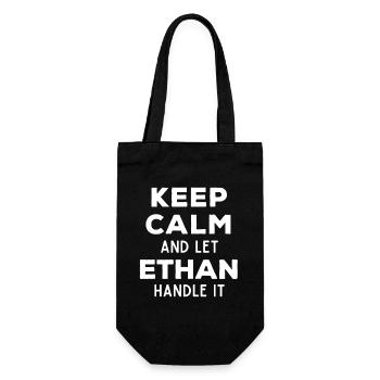 Keep Calm Lass Ethan das regeln Lustiger Spruch - Geschenkbeutel für Flaschen - Schwarz - Vorne