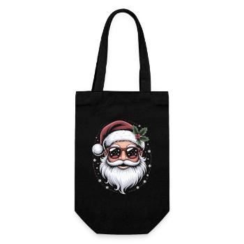 Hipster Santa mit Sonnenbrille - Geschenkbeutel für Flaschen - Schwarz - Vorne
