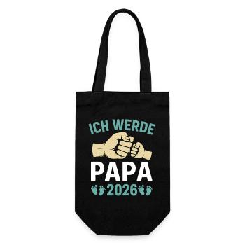 Werdender Vater ICH WERDE PAPA 2026 Lustig - Geschenkbeutel für Flaschen - Schwarz - Vorne