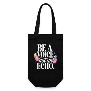 Be a Voice – Mutmacher Spruch im Retro Style - Geschenkbeutel für Flaschen - Schwarz - Vorne