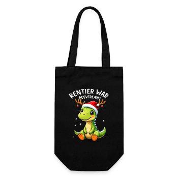 Rentier War Ausverkauft Dino Weihnachten T Rex - Geschenkbeutel für Flaschen - Schwarz - Vorne