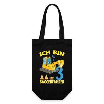 Geburtstag Bagger 3 Jahre Bagger Party Geschenk - Geschenkbeutel für Flaschen - Schwarz - Vorne