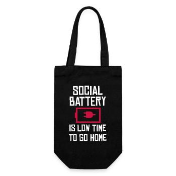 Social Battery: Zeit nach Hause - Geschenkbeutel für Flaschen - Schwarz - Vorne