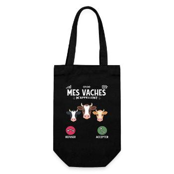 Meine Kühe nennen mich Landwirt und Zuchthumor - Geschenkbeutel für Flaschen - Schwarz - Vorne