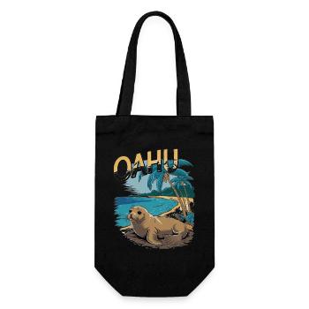 Oahu Tropical Seal Beach Paradise Szene - Geschenkbeutel für Flaschen - Schwarz - Vorne