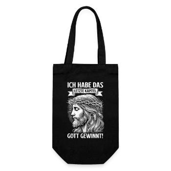 Ich Habe Das Letzte Kapitel Gott Gewinnt - Geschenkbeutel für Flaschen - Schwarz - Vorne