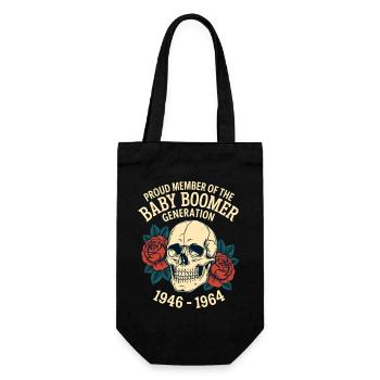 Baby Boomer Skull Roses - Geschenkbeutel für Flaschen - Schwarz - Vorne