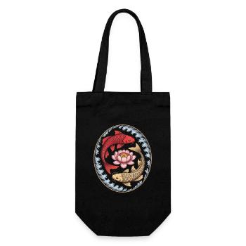 Koi Poisson Lotus Fleur Wave Art - Sac à bouteille - noir - Devant
