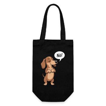 Dackel Cartoon Nö Lustiger Hund Spruch - Geschenkbeutel für Flaschen - Schwarz - Vorne