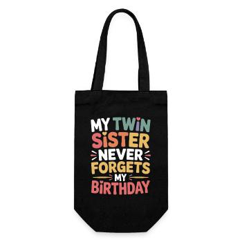 Jumeaux Jumelle Soeur Anniversaire - Sac à bouteille - noir - Devant