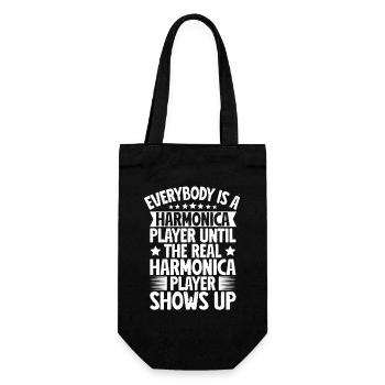 Harmonica Musican The Real Player Shows Up - Gift Bag for Bottles - black - Front