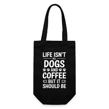Kaffee Spruch Hunde Lustiges Kaffee Geschenk - Geschenkbeutel für Flaschen - Schwarz - Vorne