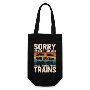 Train Retro Humor Motif - Gift Bag for Bottles - black - Front